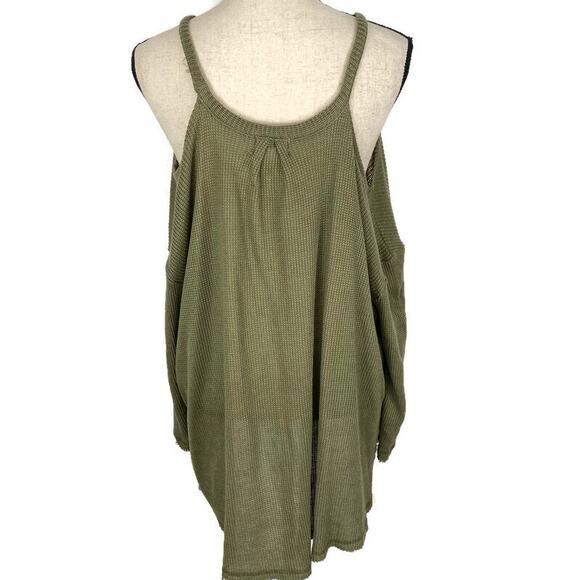Anthropologie Deletta Millipa Sweater Cold Shoulder Knit Top Womens Sz XS Green - Picture 4 of 13